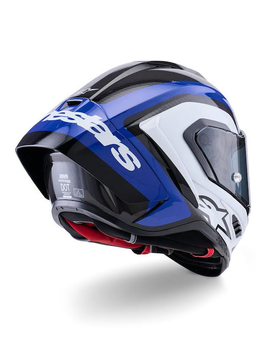 Alpinestars Supertech R10 Arius Черно/Бяло/Синьо Лъскаво Каска за Мотор Full Face DOT / ECE 22.06 1540гр с Pinlock