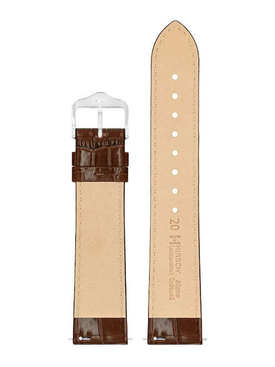 Hirsch Louisianalook Alligator Δερμάτινο Λουράκι Καφέ 22mm