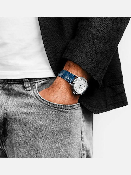 Hirsch Louisianalook Alligator Leather Strap Blue 20mm