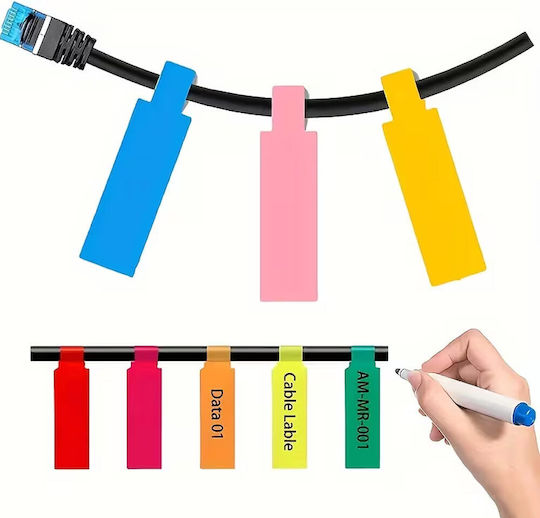 Set Waterproof Self-Adhesive Cable Organization Labels 10pcs 8.4x2.6x1.4cm Yellow