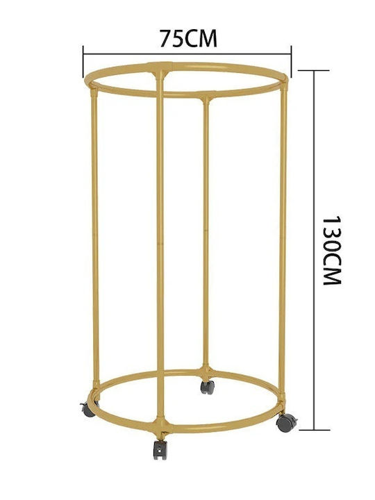 Rolling Floor Garment Rack Made of Gold Metal