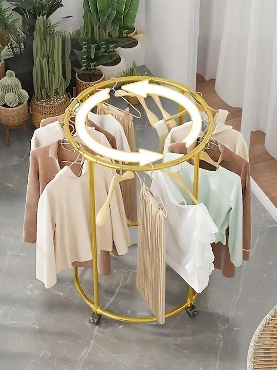 Rolling Floor Garment Rack Made of Gold Metal