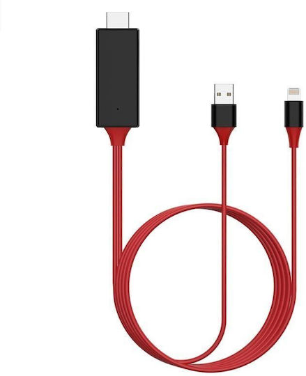 HDMI-Kabel mit HDMI-Stecker - Blitzschlag männlich / USB-A-Stecker Μαύρο