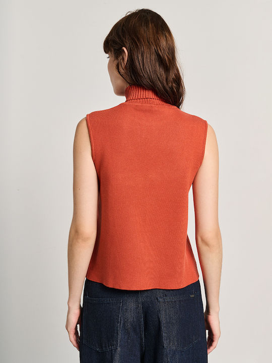 Women's Sleeveless Turtleneck Sweater Burnt Orange 63-207.054.N0086