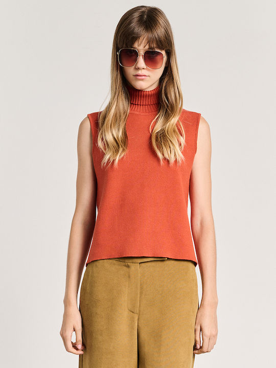 Women's Sleeveless Turtleneck Sweater Burnt Orange 63-207.054.N0086