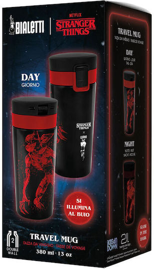 Bialetti Stainless Steel Thermos Bottle 380ml Stranger Things Black Stainless Steel