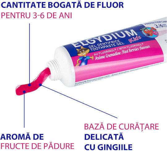 Elgydium Wild Berry Паста за Зъби Без Флуор За Кариес Чувствителни Зъби и Зъбна Плака 50ml