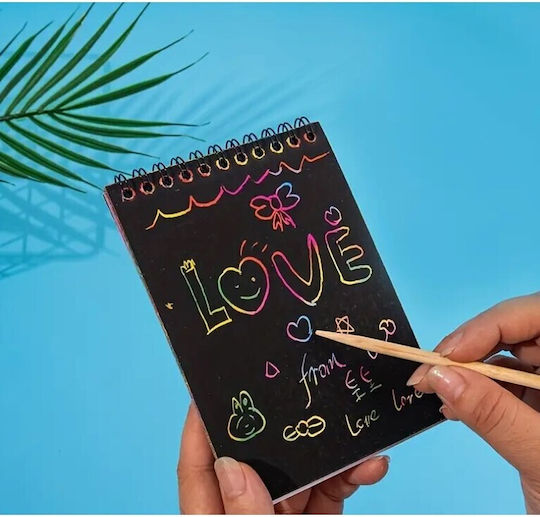 Alista Home Caiet Cu Carduri De Răzuit Diy Magic Răzuiește Și Desenează 12 Foi Creion Din Lemn Curcubeu Carduri Negre 14.5 X 10 Cm Roz