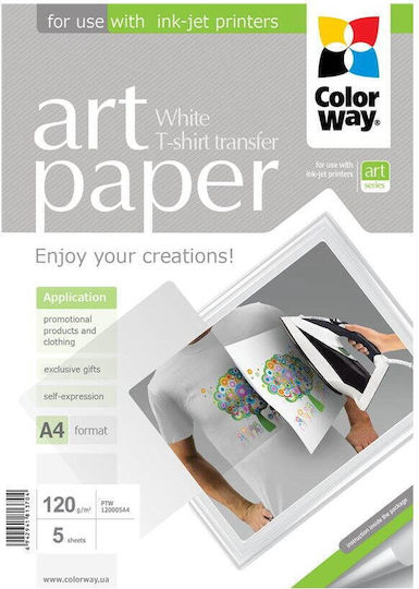 Colorway Art Photo Paper T-shirt Transfer White A4 120 G/m2 5 Sheets