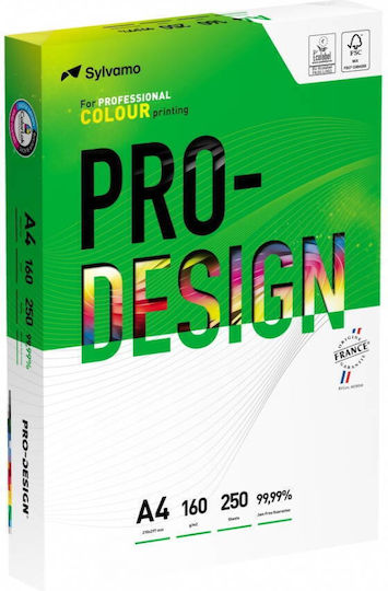 Pro-design A4 Cardboard Digital Printing Pro-design Class A++ 160gsm 250 Sheets Pack White