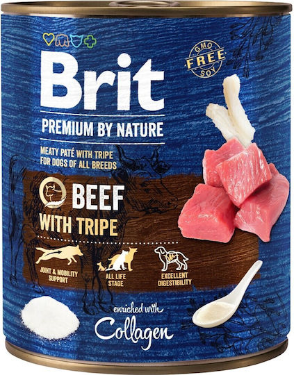 Brit Premium by Nature Wet Dog Food in Can with Beef and Tripe Grain-Free & Gluten Free 800gr