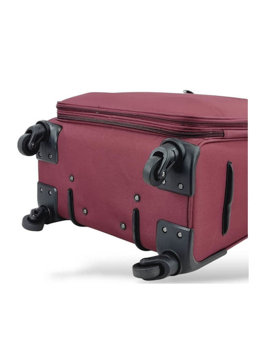 Rain Cabin Fabric Burgundy Travel Suitcase With 4 Wheels Height 55cm
