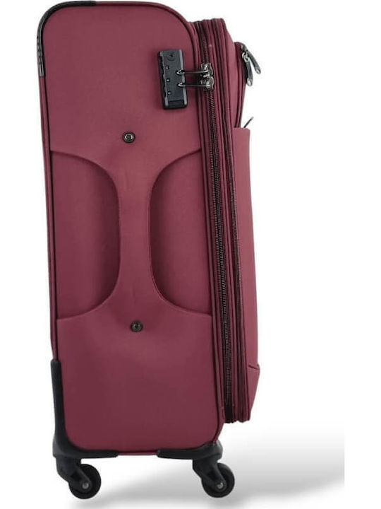Rain Cabin Fabric Burgundy Travel Suitcase With 4 Wheels Height 55cm