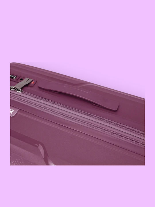 Amber Large Hard Travel Suitcase Purple with 4 Wheels Height 75cm