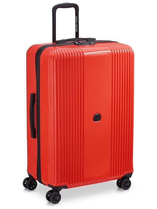 Delsey Ophelie Travel Suitcases Hard Red with 4 Wheels Set of 3pcs