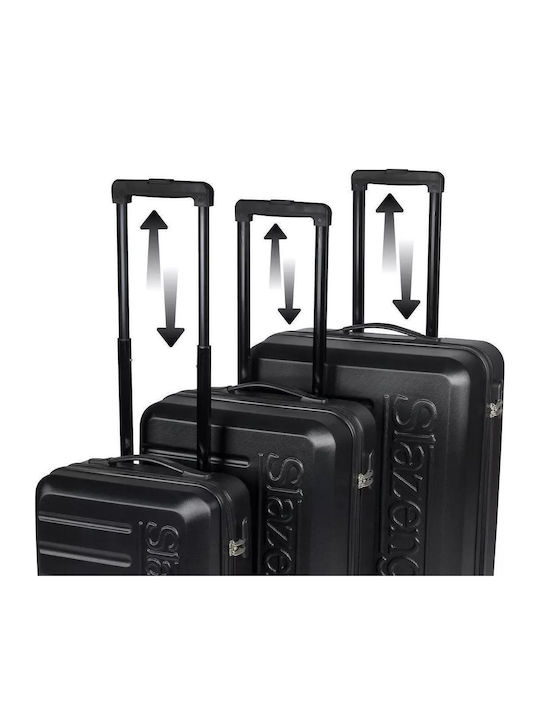 Slazenger 18642 Valize de Călătorie Dure Negre Înălțime Maximă 72cm cu 4 roți Set 3buc