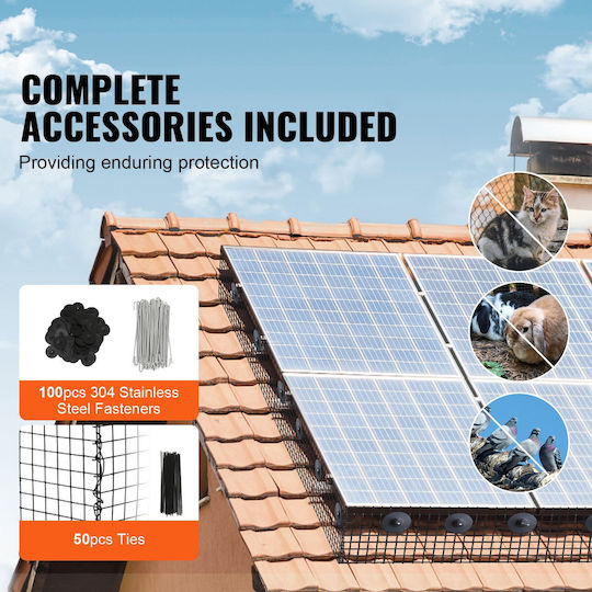 Vevor Kit Rulou Gard Păsări Pentru Panouri Solare 8 Inch X 100ft 100 Bucăți Cleme Din Aliaj De Aluminiu Protecție Panou Solar Acoperire PVC Rezistentă La Rugină Plasă De Sârmă 1/2 Inch
