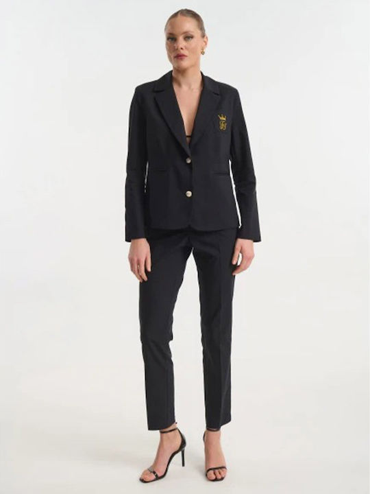 Women's High Rise Crepe Trousers Black