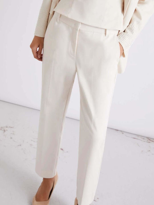 Women's Fabric Ecru Trousers
