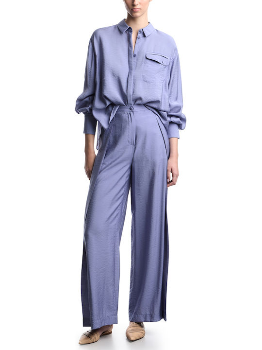 Emporio Armani Women's High Rise Pantaloons Sky Blue