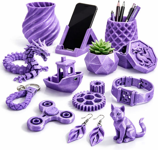 PLA Филамент 3D Принтер Smart Print 1 Kg 1.75 Mm С Блестящи Частици Galaxy Лилав