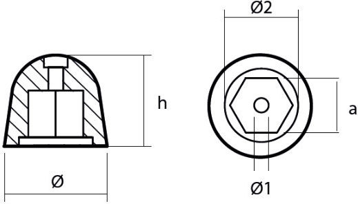 Anode Sidepower Propeller Nut Sleipner Se130/170 Sp240/285
