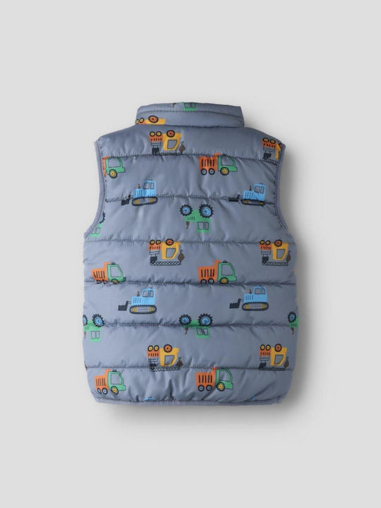 Kids Casual Sleeveless Jacket with Lining Construction Vehicles