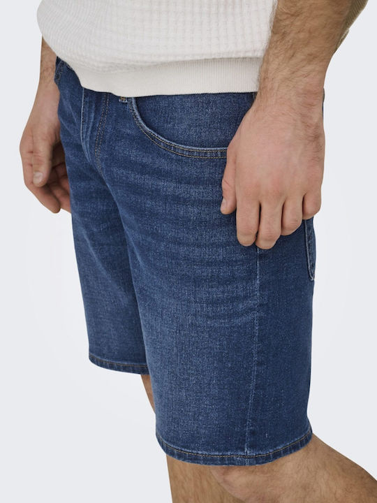 Pantaloni Scurți Bărbați Denim Albaștri
