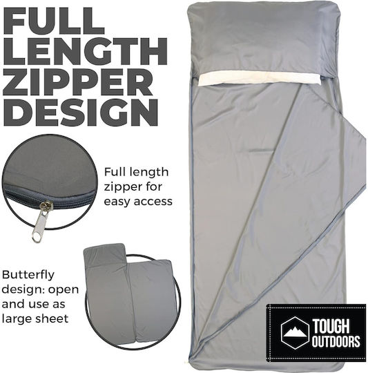 Tough Outfitters Travel Tip Lenjerie Pentru Sac De Dormit Ultra-ușoară Poliester 94 X 216 Cm 1 Persoană Fermoar Gri