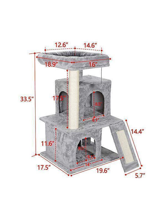 Animal Scratching Post Cat Trees Gray 3 levels 50x45x87cm