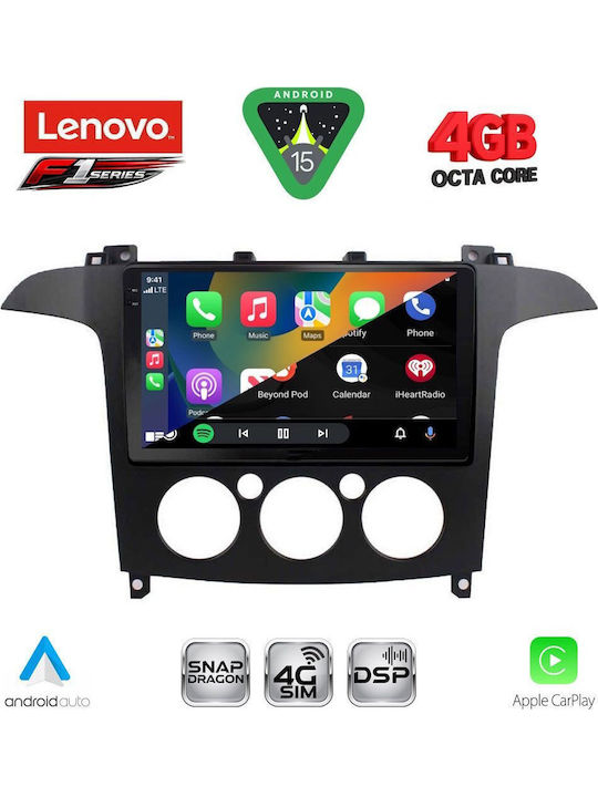 Lenovo Car Audio System for Ford S-Max 2006-2014 with A/C Bluetooth USB WiFi GPS Apple CarPlay Android Auto with 9" Touch Screen