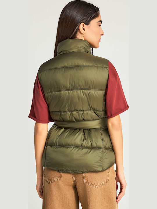 Women's Sleeveless Jacket for Spring Autumn Khaki