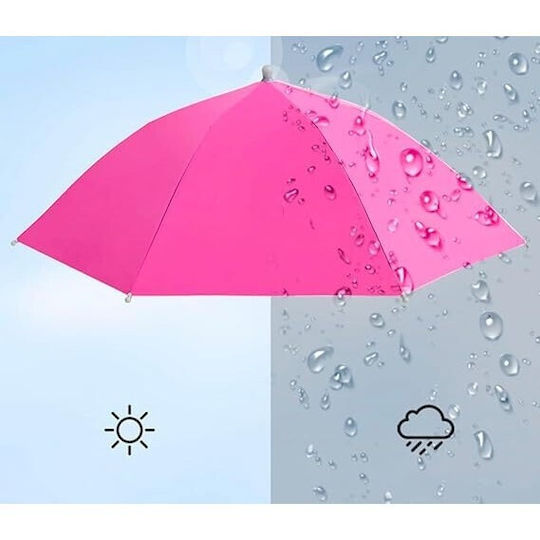 Umbrelă De Cap Alista Home Diametru 69 Cm Bandă Elastică Pentru Cap Protecție Împotriva Ploii Și UV Roz