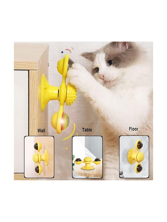 Automatic Cat Toy Ball Rotating Yellow 73x76x161mm