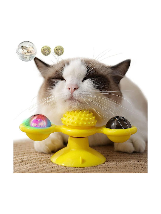 Automatic Cat Toy Ball Rotating Yellow 73x76x161mm
