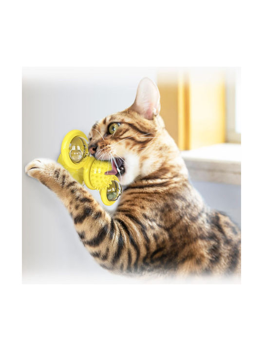 Automatic Cat Toy Ball Rotating Yellow 73x76x161mm