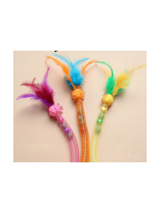 Interactive Cat Teaser Toy Feathers Random Color Selection Dim.40cm