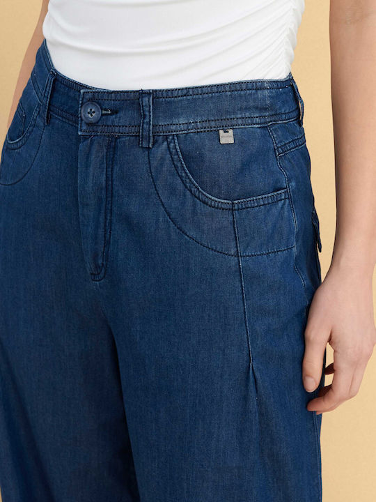 Damen Jeans Hosen in Breit Bein Stil 9922983-Blau