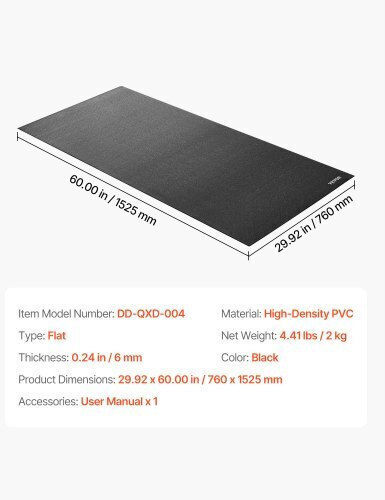 Vevor Δάπεδο Οργάνων Γυμναστηρίου Μαύρο 76x152.5cm 1τμχ