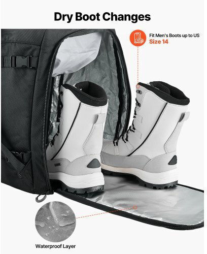 Vevor Τσάντα για Μπότες Σκι & Snowboard Μαύρη