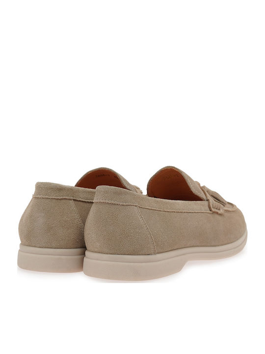Leather Men's Loafers in Beige Colour