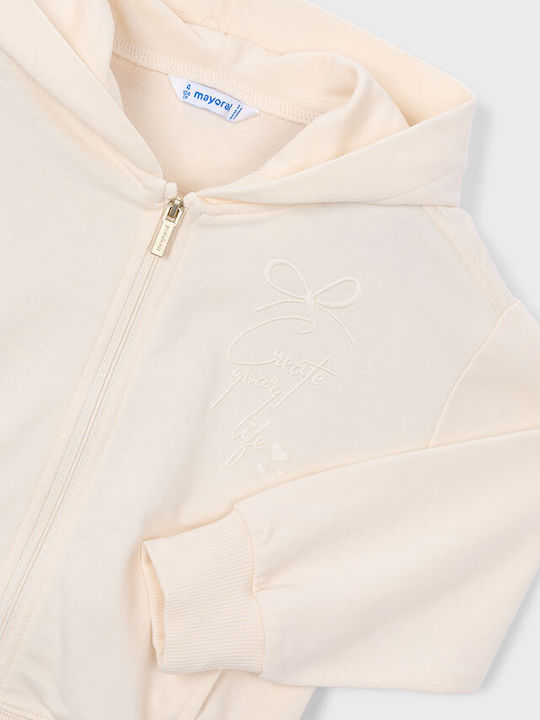 Kinder-Strickjacke Aus Baumwolle Mit Kapuzen Beiges