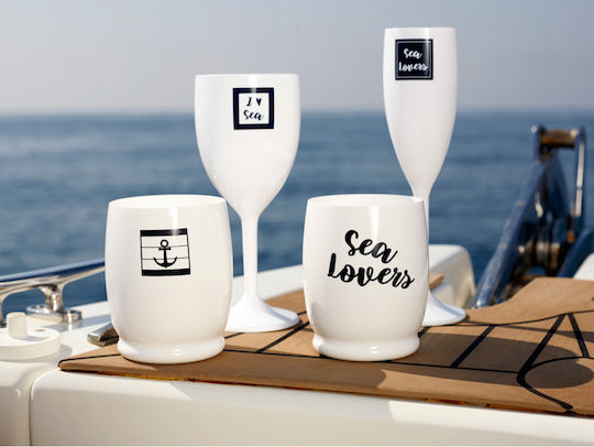 Marine Business Комплект Чаши за Вода / Бяло Вино / Коктейли от Бяла Пластмаса 6 Броя Marine Business Комплект Чаши за Вода / Бяло Вино / Коктейли от Бяла Пластмаса 6 Броя