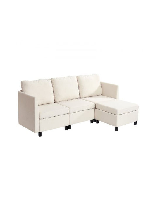 Dreisitzer Sofa mit Stauraum Ecru 199x69x68cm