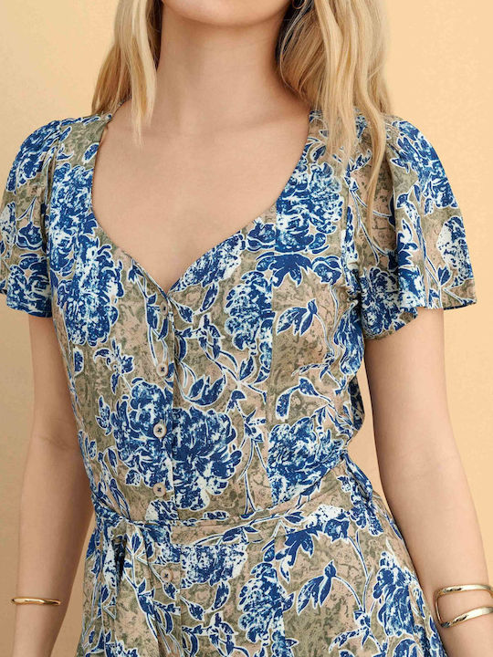 Summer Midi Shirt Dress Multicolor