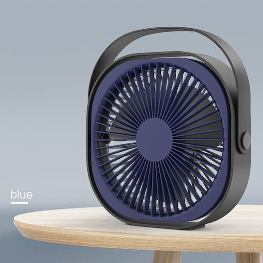 Ventilator Mini Usb De Birou Alista Home Rotire 360 Grade 3 Viteze 1500 Ma 13.5 X 12.8 Albastru