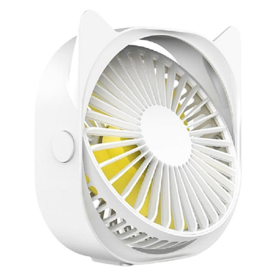 Mini Ventilator De Birou Usb Alista Home Rotire 360 De Grade 3 Viteze 13.5 X 12.8 Cm Alb