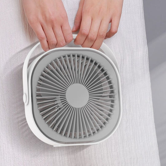 Mini Ventilator De Birou USB Alista Home Rotire 360 De Grade 3 Viteze 1500 Ma 13.5 X 12.8 Alb