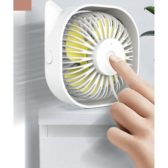 Mini Ventilator De Birou Usb Alista Home Rotire 360 De Grade 3 Viteze 13.5 X 12.8 Cm Alb