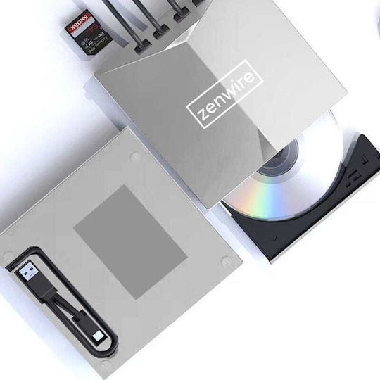 Сребърно Dvd Устройство Тип C Usb 3.0 2в1 Хъб H61